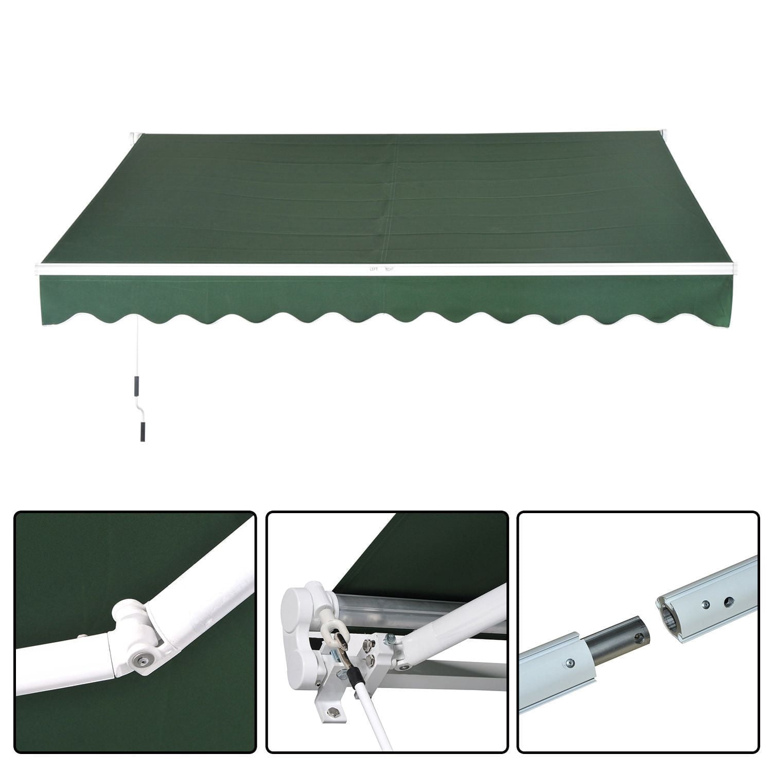 Outsunny 10’x8’ Manual Retractable Waterproof Awning