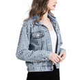 thumbnail image 2 of Veste en Denim Perlée pour Femme, Courte, avec Strass, Veste en Jean, Manteau Bleu Pâle L, 2 of 8
