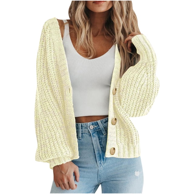 FAIWAD Cardigans pour Femmes à devant Ouvert, Manches Longues, Boutonné, Grande Taille, Manteau Décontracté