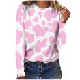 thumbnail image 1 of CEHVOM Chemises pour Femmes Col Rond Imprimé Manches Longues Hauts Imprimés Blouse Régulière Liquidation, 1 of 5
