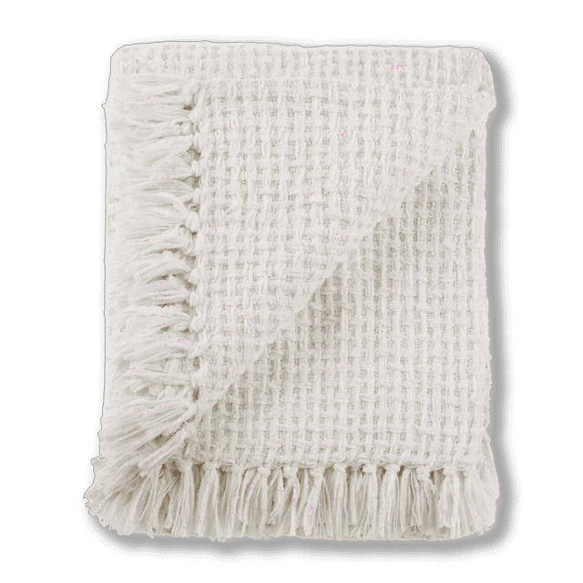 Bouclair Off White Basic Chenille Knit Throw 50x60 in (127x152 cm)