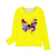 thumbnail image 4 of RXIRUCGD Chemises à Manches Longues pour Filles, Col Rond Mignon, Blouses Décontractées Élégantes (Jaune, Taille : 13 Ans), 4 of 5