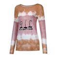 thumbnail image 4 of Chandails à Manches Longues pour Femmes Imprimé à Nouer - T-Shirt à Col Rond Patchwork T-Shirt Décontracté Tee Blouse Hauts Blouses pour Femmes en Liquidation, 4 of 7