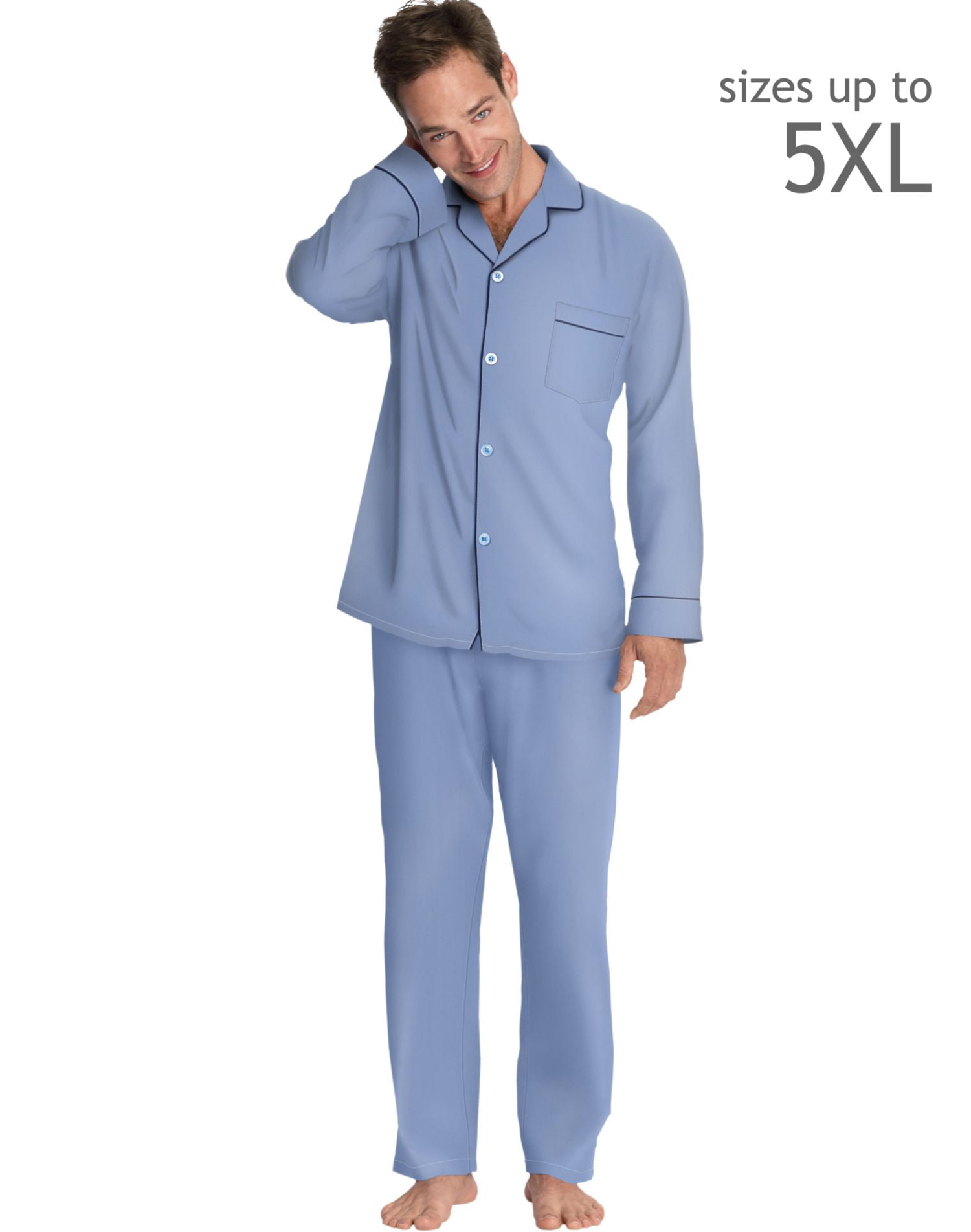 Hanes Mens Woven Pajamas, XL, Medium Blue