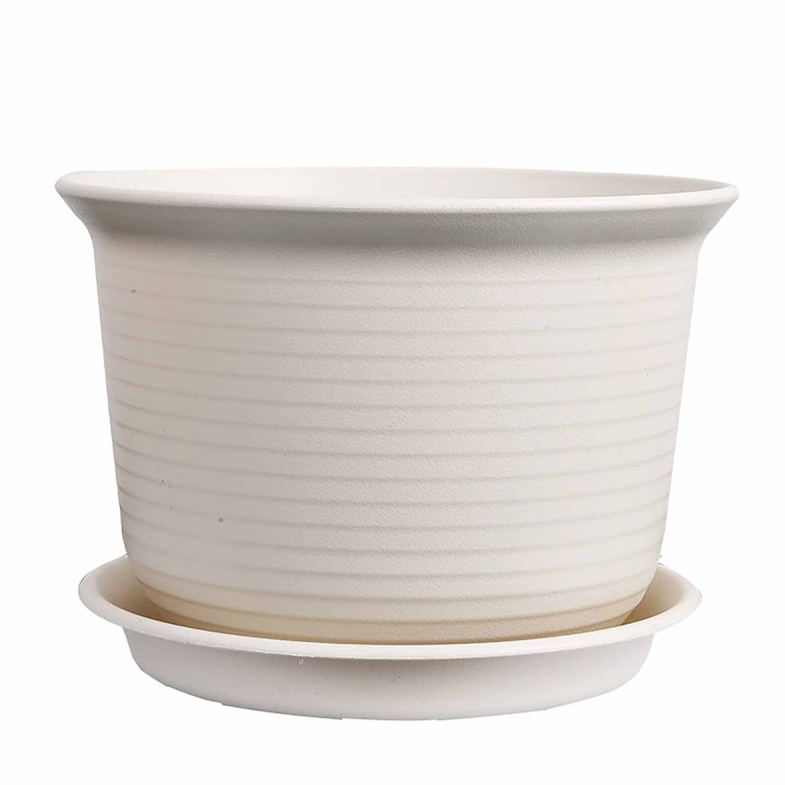 Clearance!Musol Plant Pots, Planters with Drainage With Hole And Tray, Sturdy Plastic Garden Flower Pots for Indoor & Outdoor Plants