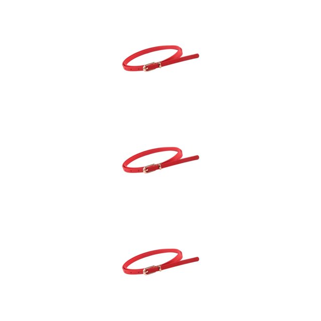 Langgg Texture Douce Femmes Ceinture Résistant aux Rayures PU Ceinture Tous les Costumes de Match Tendance Ceinture Réglable Rouge 3Set