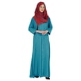 thumbnail image 2 of Bimba Islamic Clothes For Women Long Prayer Robe Maxi W/ Printed Hijab Rayon Abaya Front Button Muslim Dress, 2 of 7