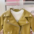 thumbnail image 4 of Girl's Motorcycle Handsome Cool Style Lapel Zipper Leather Jacket Jacket Autumn Winter Top Clothes, 4 of 7