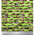 thumbnail image 1 of Soimoi Poly Georgette Fabric Diagonal Stripe & Cat Face Animal Decor Fabric Printed Yard 52 Inch Wide, 1 of 1