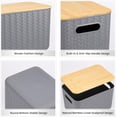 thumbnail image 3 of s Storage Bins with Bamboo Plastic Storage Containers with Stackable Storage Box：Storage Baskets for Organizing Desktop Closet Playroom Classroom Office (), 3 of 7
