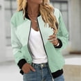 thumbnail image 2 of Atogsazn Blouson Bomber à Fermeture à Glissière pour Femme Décontracté à Manches Longues Coupe-Vent Vestes Manteau Hauts Chemisier Vêtement d'Extérieur avec Poche 01-Vert G Mode, 2 of 5