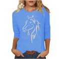 thumbnail image 2 of Baikeli Hauts d'Été Pas Chers pour Femmes Hauts à Manches 3/4 pour Femmes Blouses Décontractées à Imprimé Animalier T-Shirts d'Été Unis à Enfiler Amples à Col Rond Blouses d'Été pour Femmes 2024, 2 of 4