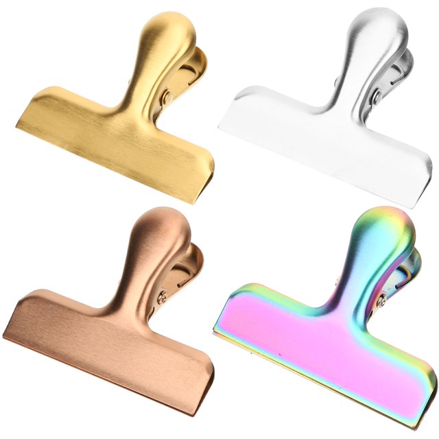 4 Pcs Pince à Sac Alimentaire Réutilisable Pince à Pochette en Acier Inoxydable Polyvalente