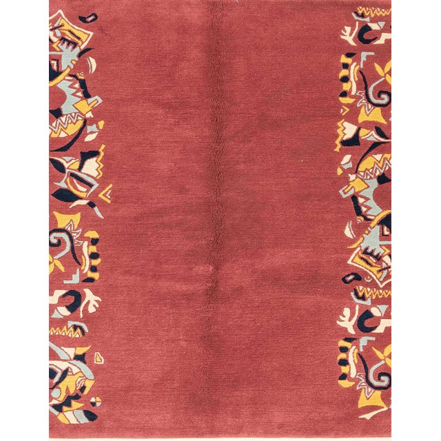 Ahgly Company Tapis d'Intérieur Rectangulaire Abstrait Rouge Tapis de Zone Abstrait, 2 Pieds x 3 Pieds