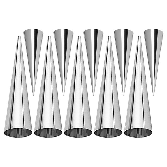 10 Pcs Moules à Crème Pâtissière en Acier Inoxydable Tube Conique Outils de Cuisson