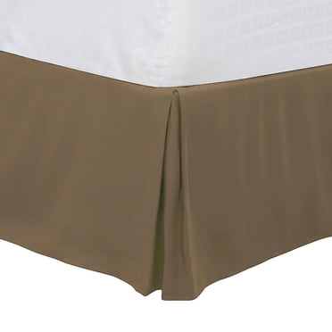 Unique Bargains Brushed Pleated Bed Skirt Durable Classic Tailored Dust Ruffled Solid 16 Inch Drop