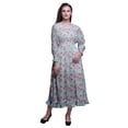 thumbnail image 1 of Bimba Floral Women Printed Smocked Waist Long Casual Maxi RuffleDress-X-Small, 1 of 5