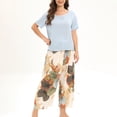 thumbnail image 2 of Pisexur Ensembles Deux Pièces pour Femmes Ensembles de Pyjama à Fleurs Manches Courtes Tenue de Détente Vêtements de Nuit Ensembles de Pjs pour Dames avec Poches, 2 of 3