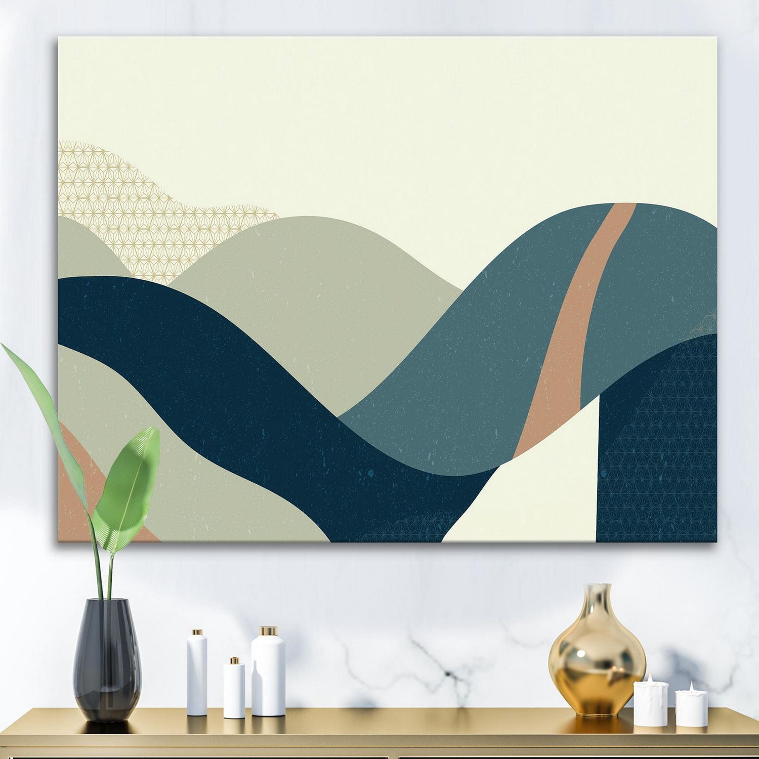 Designart Paysage géométrique abstrait avec des collines Art mural sur toile