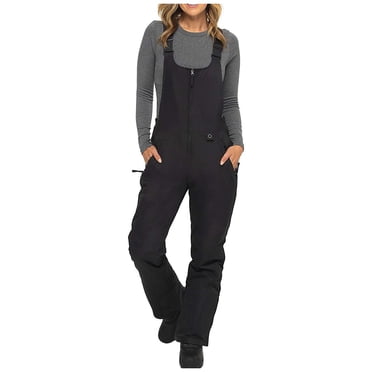 Dvkptbk Women's Winter Outdoor Snow Pants Solid Color Insulated Waterproof Ski Pants Bib Overalls Winter Snowboarding Pants