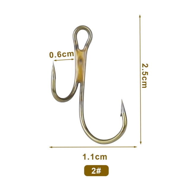 Bgsha 20pcs Double Fishing Hook High Steel Golden Barbed Hook Zander Fishhooks