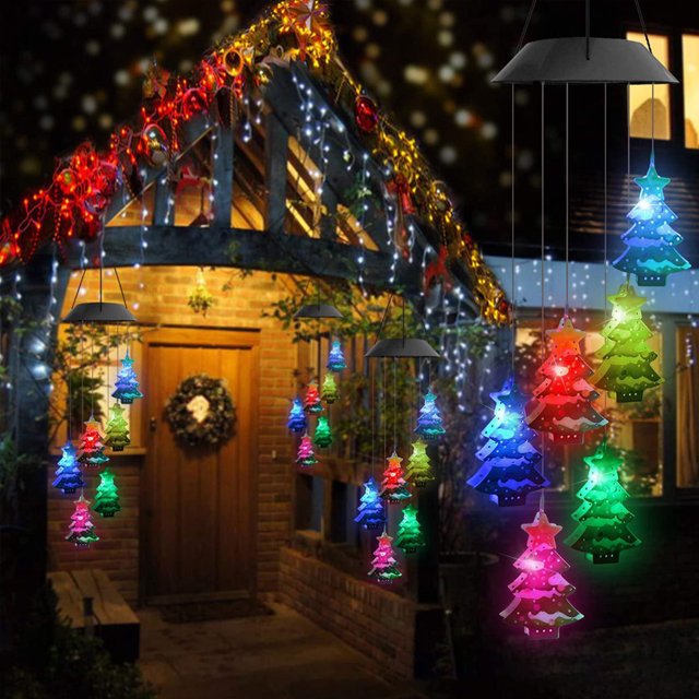 Christmas Solar Wind Chime Light Color Changing Light Christmas Solar Wind Chime Light Outdoor Solar Powered Waterproof LED Wind Chime Color Changing Light For Patio Garden Home