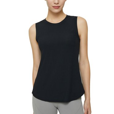 Plebaso Débardeurs d'Entraînement pour Femmes Séchage Rapide Sans Manches Hauts de Course Yoga Gym Légers Côtelés Chandails de Sport