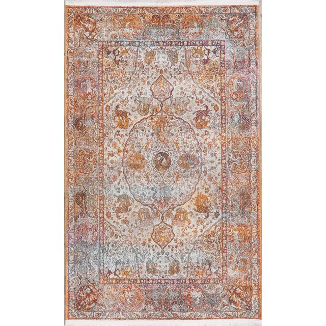 Animal Hunt Oriental Distressed Area Rug Pictorial Carpet