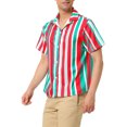 thumbnail image 4 of INSPIRE CHIC Men's Summer Striped Shirt Short Sleeve Button Down Beach Shirts, 4 of 5