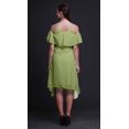 thumbnail image 3 of Bimba Robe Midi Tunique de Fête pour Femmes à Épaules Dénudées, Vert, Imprimé Floral, Manches Volantées - Petit, 3 of 6