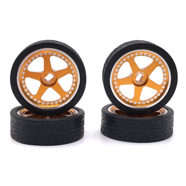 4 Pcs RC Model Car Wheel Rim Simulation Upgraded Modification Vehicle Wheels Assembly Replacement for WLtoys K969 K979 K989 K999 Gold