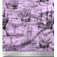 thumbnail image 1 of Soimoi Poly Georgette Fabric Waves & Ship Ocean Print Fabric by Yard 52 Inch Wide, 1 of 4