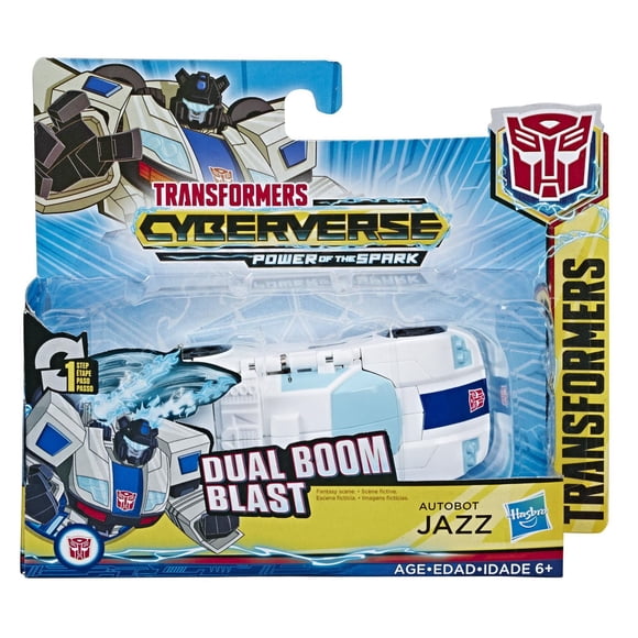 Transformers Toys Cyberverse Action Attackers: 1-Step Changer Autobot Jazz Action Figure -- Repeatable Dual Boom Blast Action Attack Move –4.25-inch