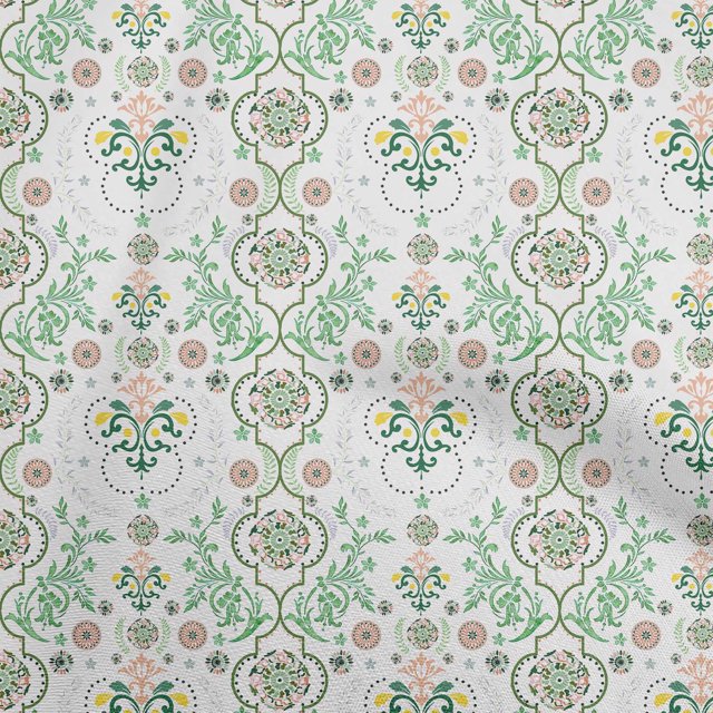 oneOone Viscose Chiffon Green Fabric Block Craft Projects Decor Fabric Printed By The Yard 42 Inch Wide