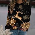 thumbnail image 1 of EGNMCR Noël Sweatshirt Dames Imprimé de Noël Ample Manches Longues Col Rond Pull T-Shirt Haut, 1 of 4