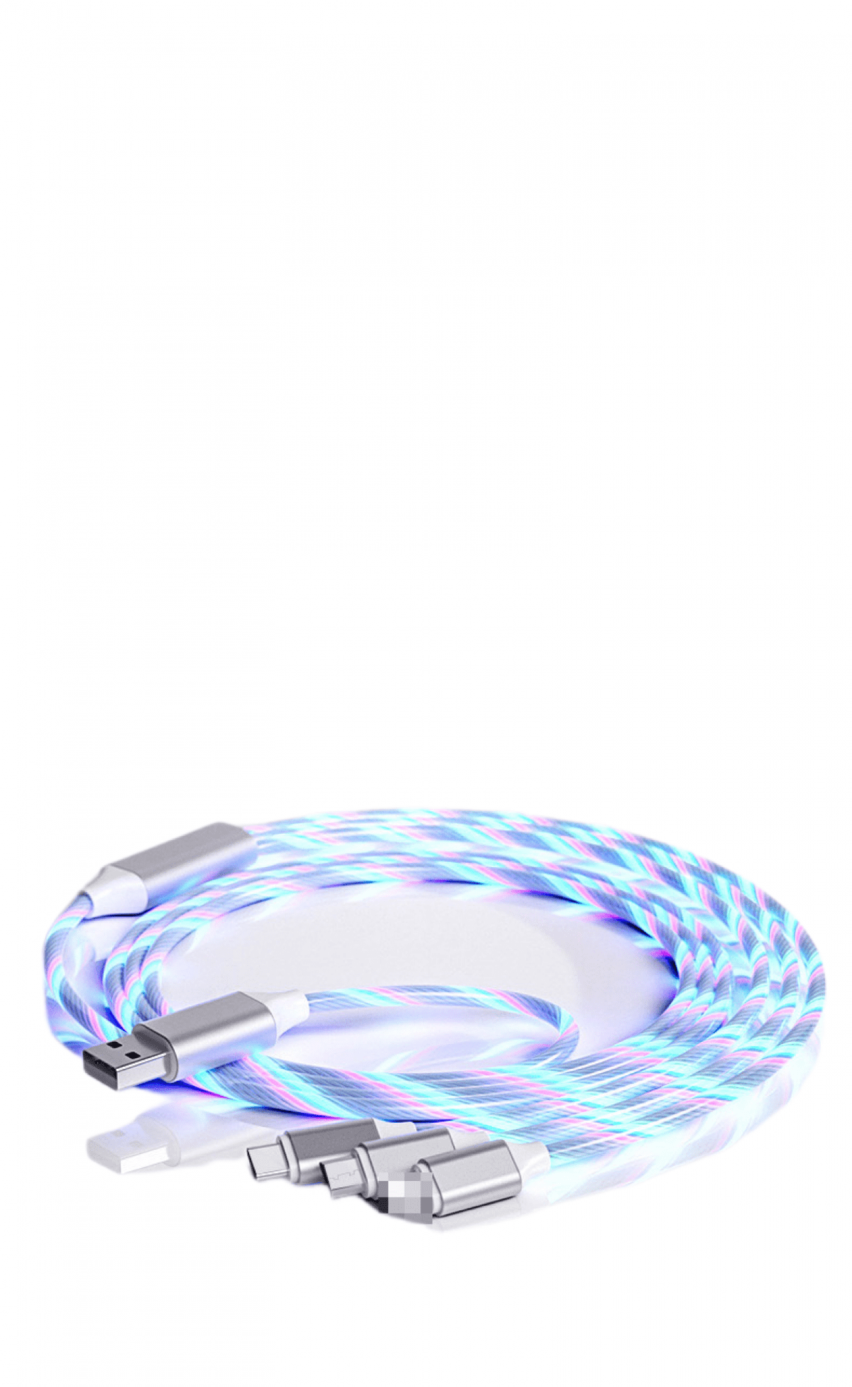 YSTINNG Multipurpose Charging Cable Smart Colorful Light Glowing USB Cable Fast Charging Cable Universal 3 in 1 Charger Cable A311-001