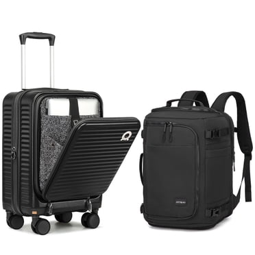 Joyway 20-Inch Front Opening Expandable Carry-On Luggage with Detachable Spinner Wheels and Travel Backpack