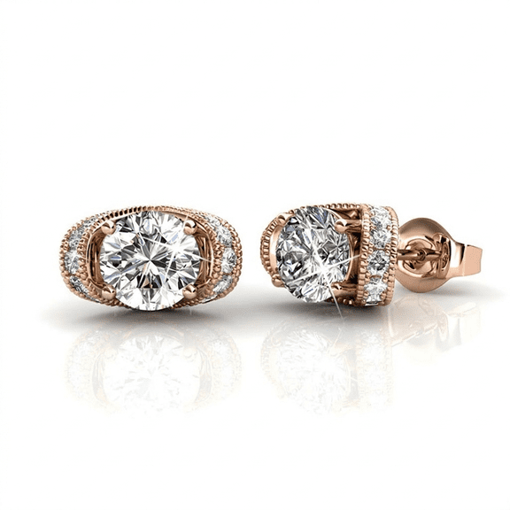 Cate & Chloe Astrid 18k Rose Gold Plated Stud Earrings with Swarovski Crystals Gift for Women