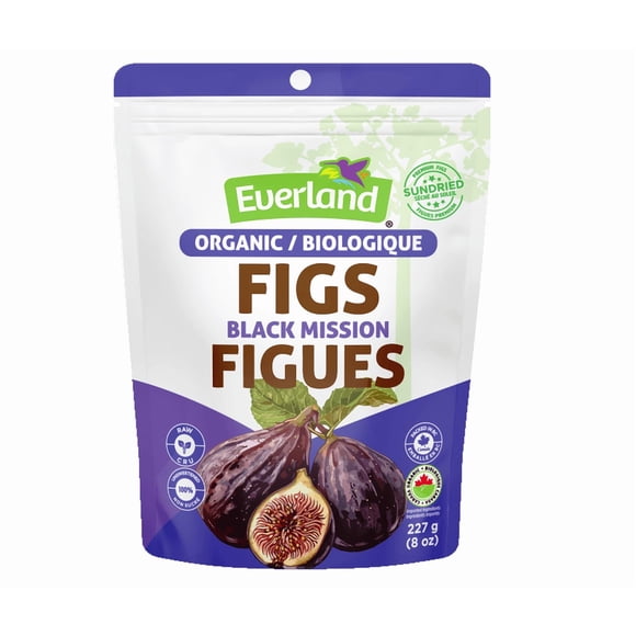 Everland Organic Black Mission Figs, No Sugar Added, Naturally Sweet Soft & Chewy Snack- 227 g