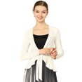 thumbnail image 1 of INSPIRE CHIC Cardigan en Tricot à Nouer à l'Avant pour Femme d'Halloween, Manches Longues, Ourlet à Volants, Ouvert, S Blanc, 1 of 1