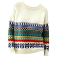 thumbnail image 4 of Chandail Rétro à Imprimé Île en Tricot pour Femme Grande Taille, Décontracté, Ample, Col Rond, Manches Longues, Léger, Court, 4 of 4