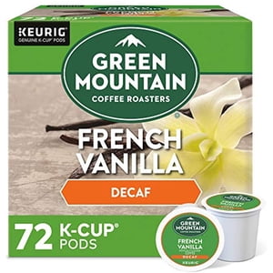 Green Mountain Coffee Roasters Decaf Vanille française, Pods K-Cup à un seul serveur Keurig, Rôtissement léger aromatisé Coffee, 72 Nombre