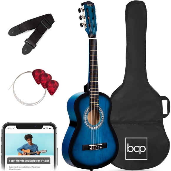 Best Choice Products Exclusivité Walmart Guitare Acoustique pour Enfants de 30 Po Trousse de Départ pour Débutants avec Sangle, Étui, Cordes - Walmart Bleu