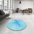thumbnail image 4 of Ahgly Company Tapis Rond Lavable en Machine Intérieur Transitionnel Bleu, 7 Pieds Rond, 4 of 7