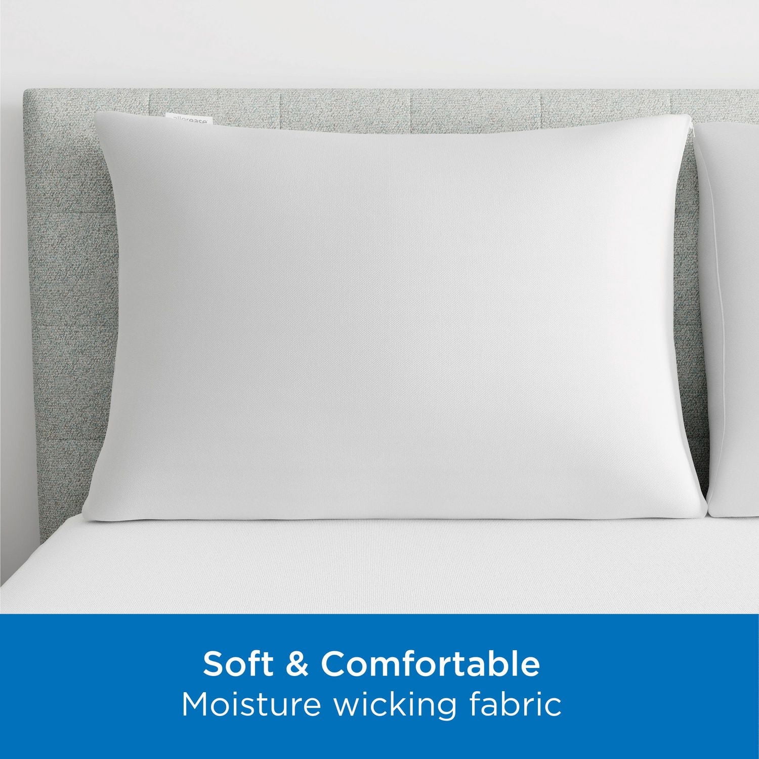 AllerEase Maximum Pillow Cover Protector, S/Q- Zippered, Allergen and Bedbug Barrier