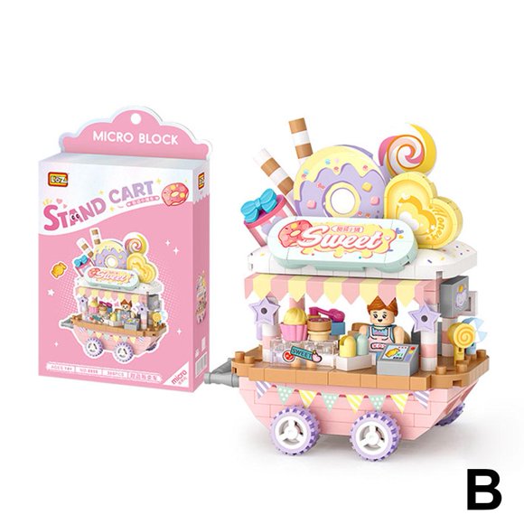 Loz New Building Blocks 8854-8856 Small Particles Street Scene Decoration Dessert Cart Parent-Child Assembly Toys