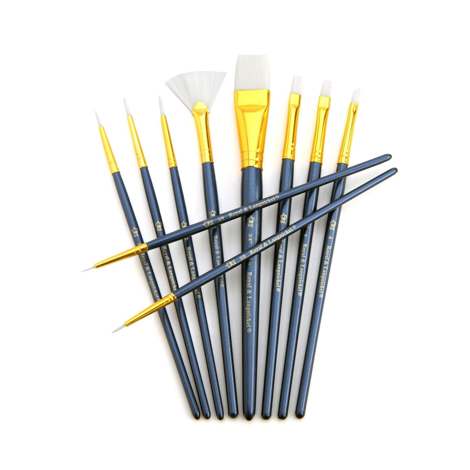Royal & Langnickel - 10pc Blue Zip N' Close White Taklon Artist Paint Brush Set