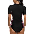 thumbnail image 4 of Charmo Women Short Sleeve Rashguard Swimsuit Colorblock Swim UV Shirts, 4 of 5