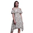 thumbnail image 1 of Bimba Robe à Volants Imprimée Oiseau Gris pour Femmes Épaules Dénudées - XXX-Large, 1 of 6