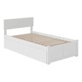 thumbnail image 1 of Leo & Lacey Lit Plateforme de Rangement Urbain Simple TG en Bois Massif à 2 Tiroirs, Blanc, 1 of 6